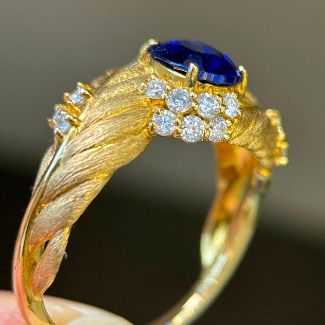 14k Gold 1.41 Ctw Natural Sapphire & Diamond Ring - 3