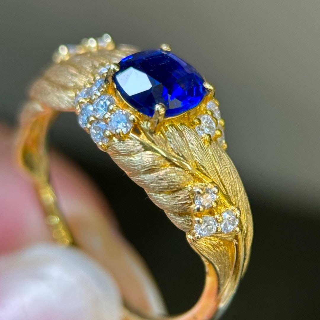 14k Gold 1.41 Ctw Natural Sapphire & Diamond Ring - 4