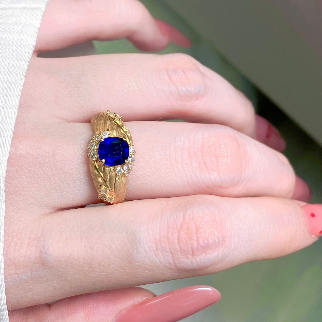 14k Gold 1.41 Ctw Natural Sapphire & Diamond Ring - 5