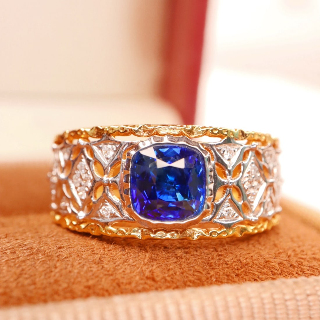 14k Gold 1.27 Ctw Natural Sapphire & Diamond Ring - 3