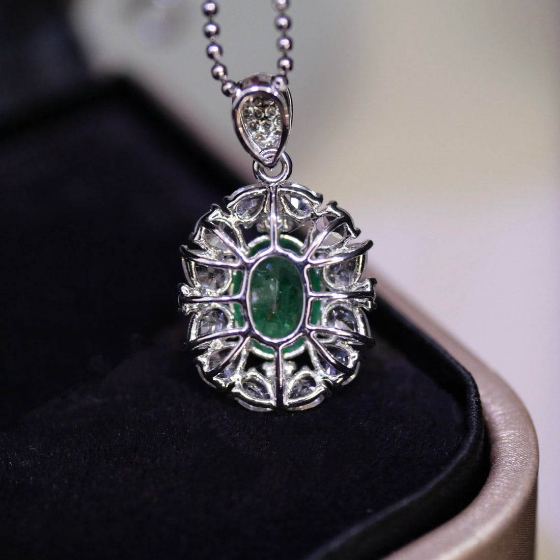 14k Gold 1.01 Ct Vivid Green Natural Emerald & Diamond Pendant( Without Chain ) - 3