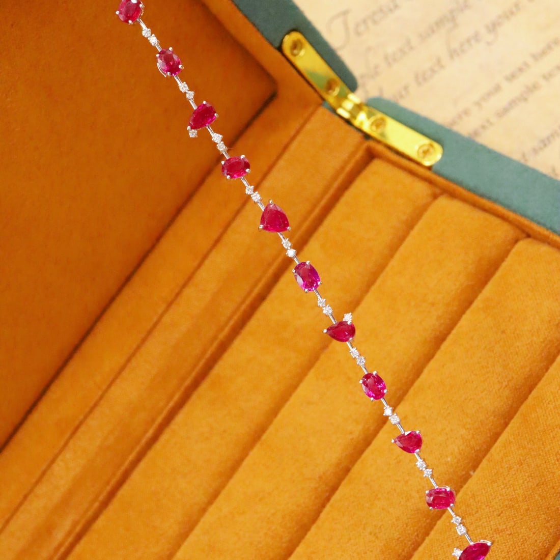 14k Gold 5.18 Ctw Natural Ruby & Diamond Bracelet - 4