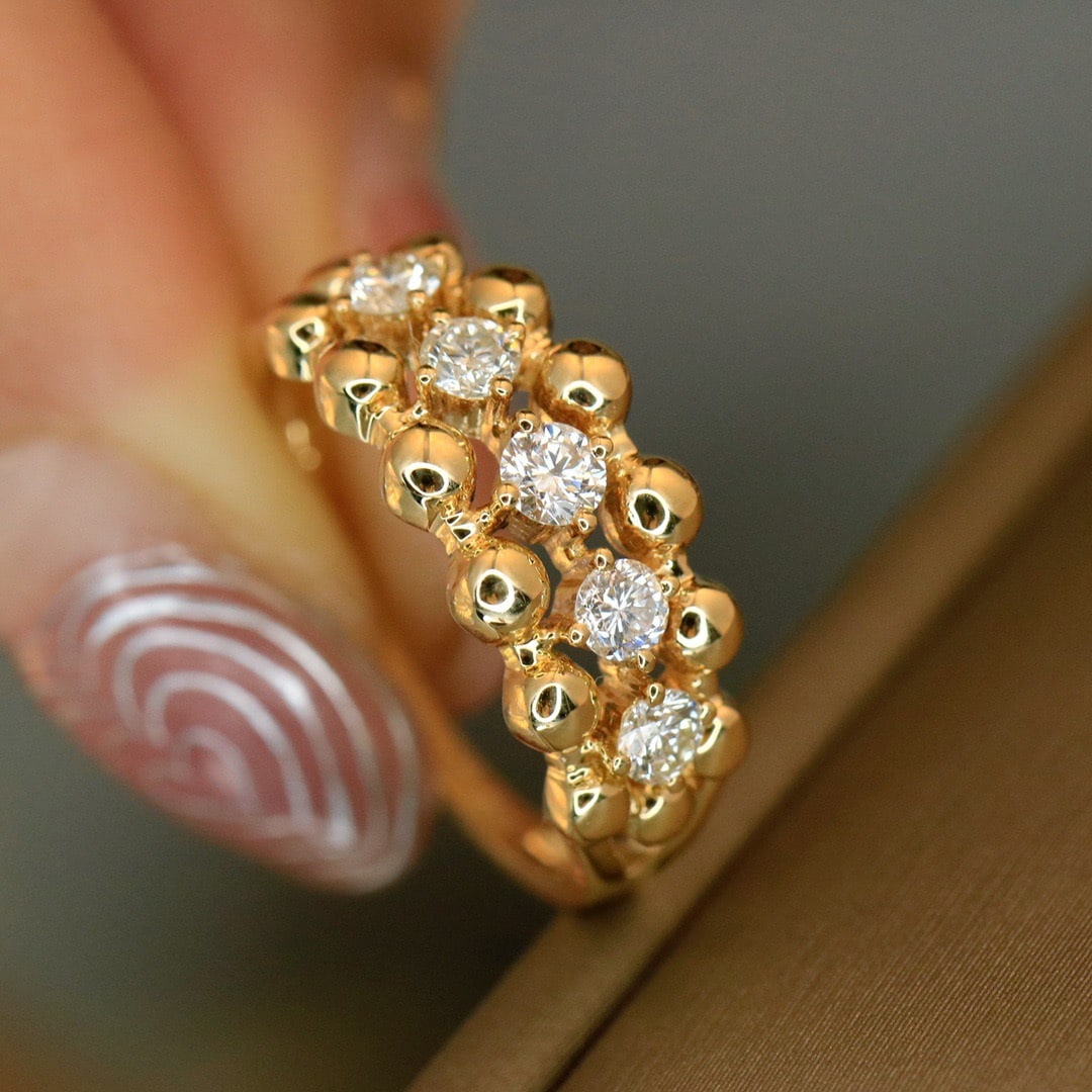 14k Gold 0.46 Ct Natural H Diamond Ring - 3