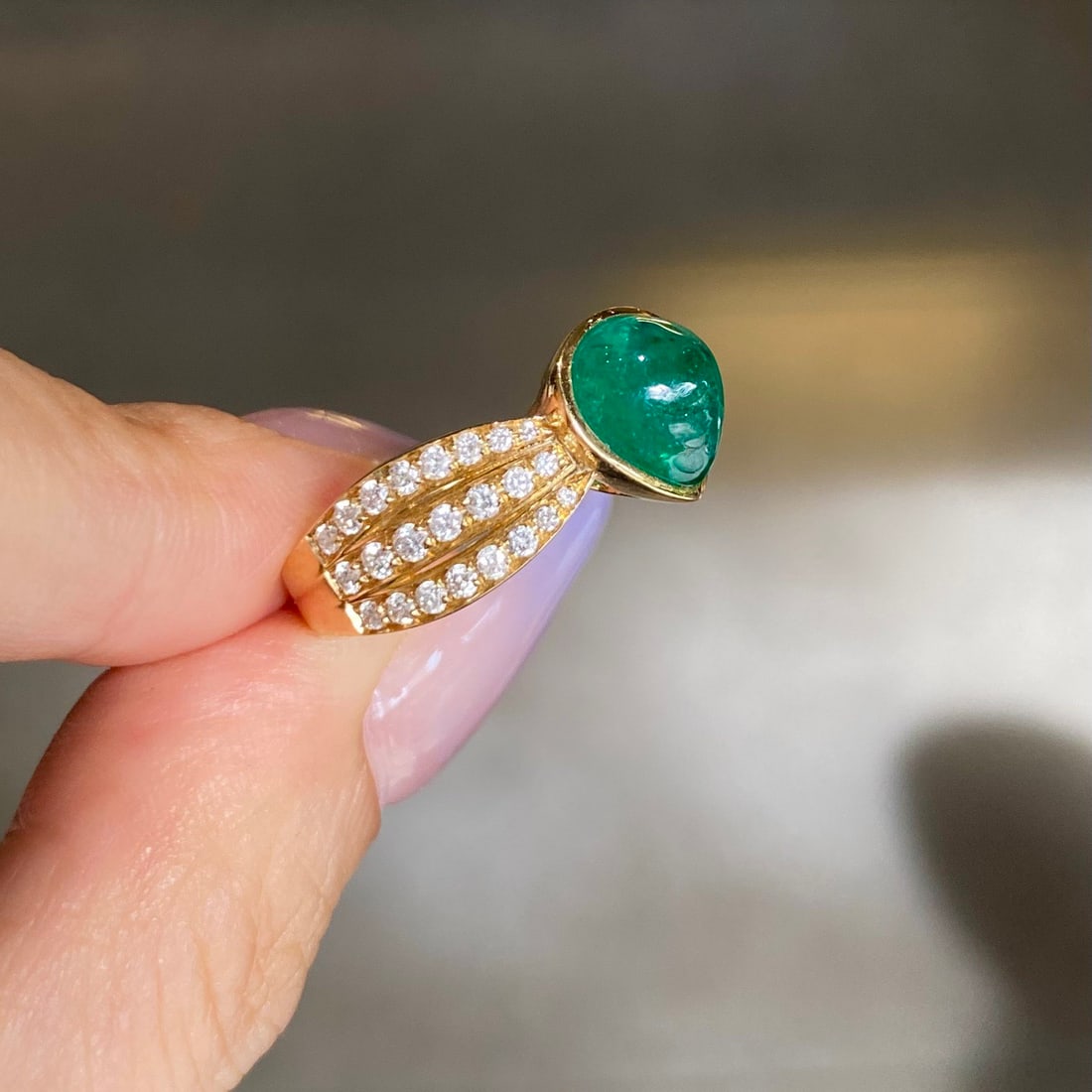 14k Gold 3.28 Ctw Natural Emerald & Diamond Ring - 4