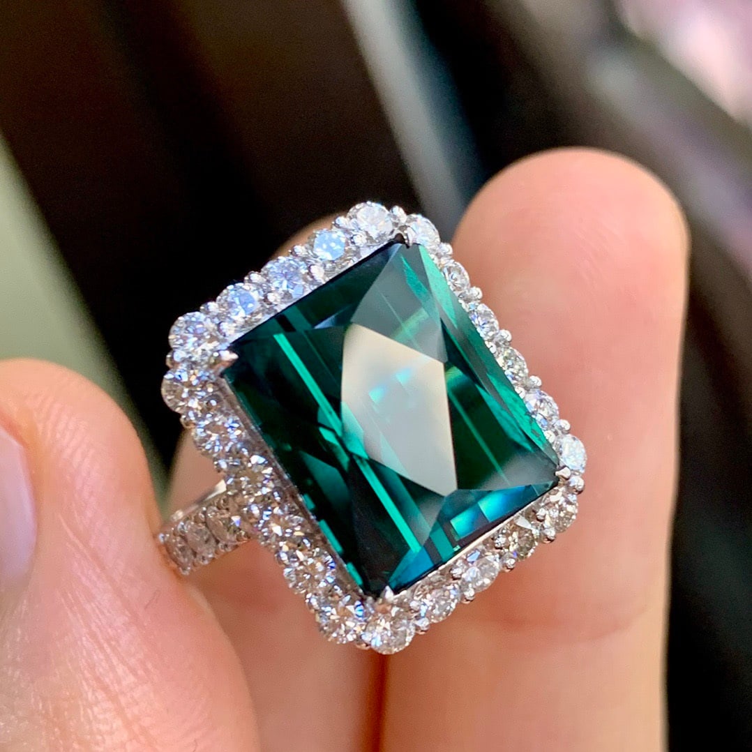 14k Gold 8.09 Ctw Natural Tourmaline & Diamond Ring - 6