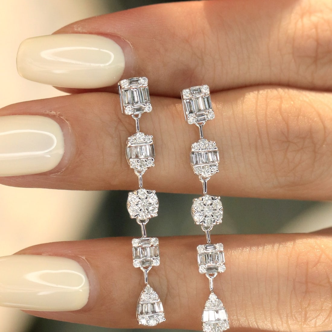 14k Gold 1 Ct Natural H Diamond Earrings - 2