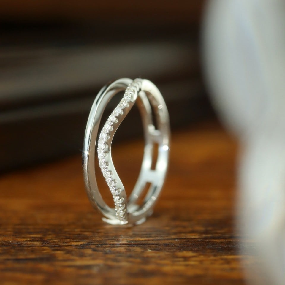 14k Gold 0.13 Ct Natural H Diamond Ring - 4