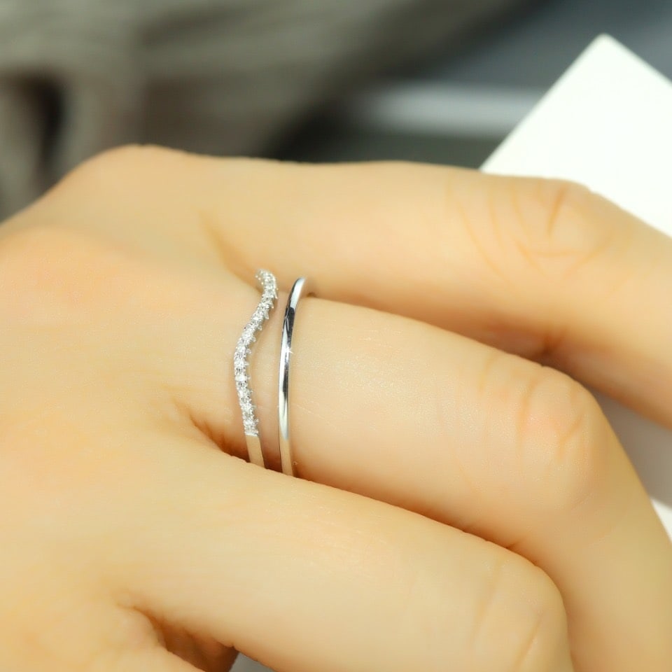 14k Gold 0.13 Ct Natural H Diamond Ring - 5