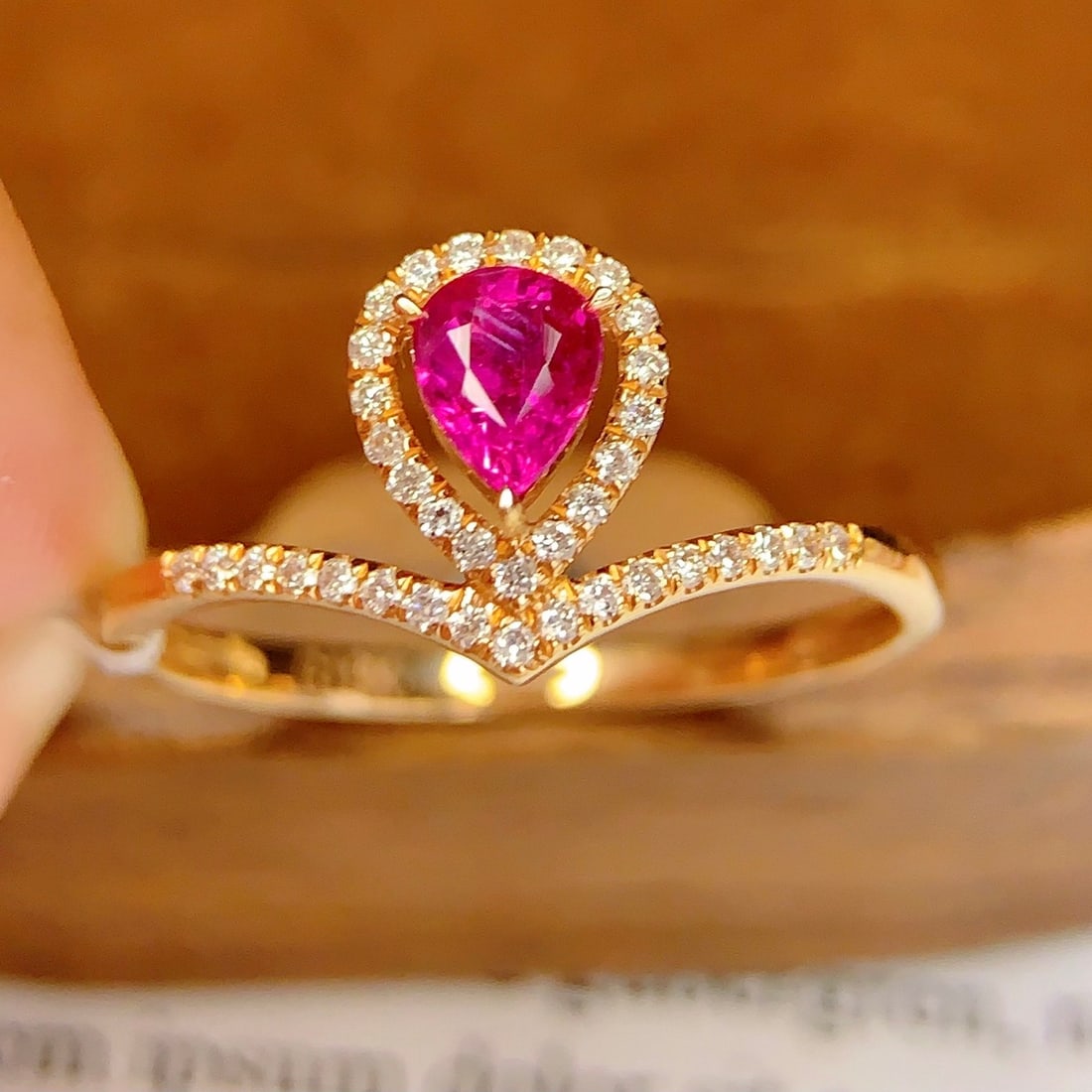 14k Gold 0.5 Ct Natural Ruby & Diamond Ring - 2