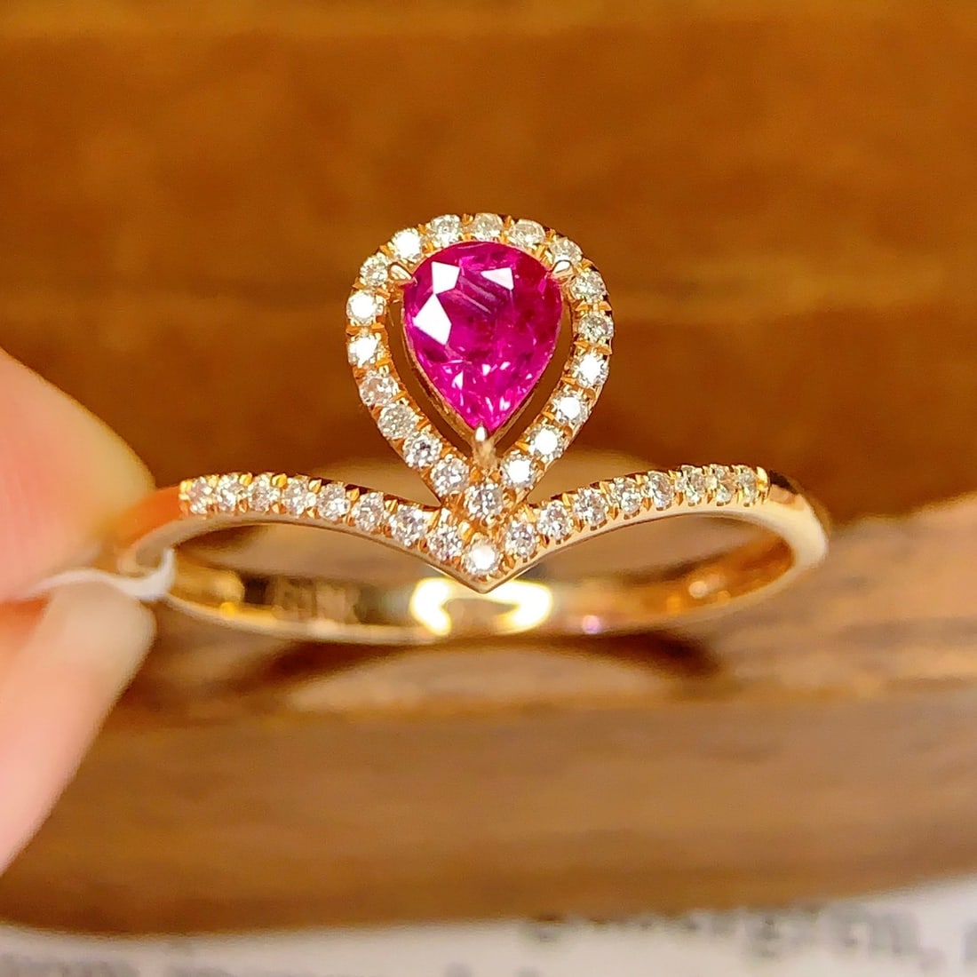 14k Gold 0.5 Ct Natural Ruby & Diamond Ring - 5