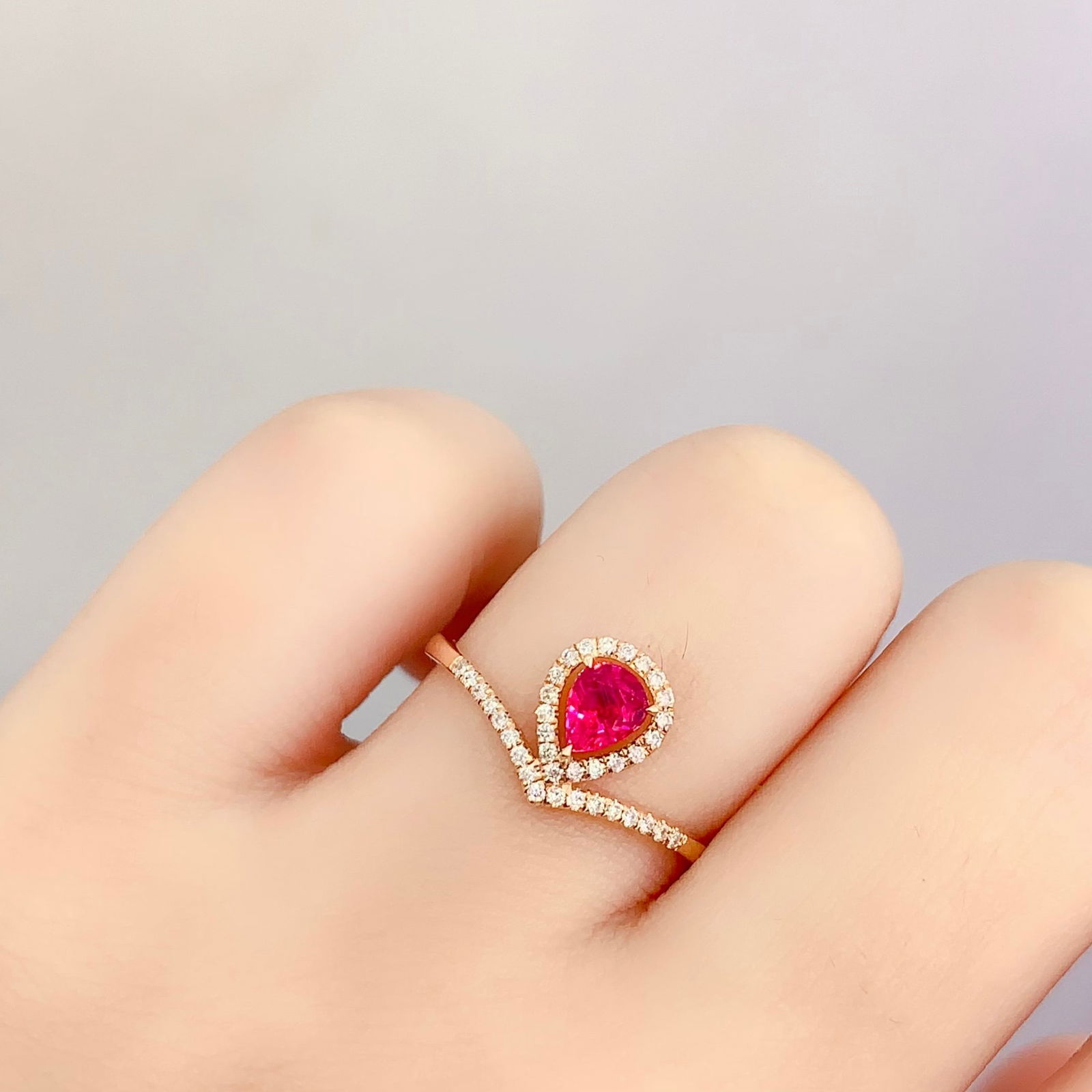 14k Gold 0.5 Ct Natural Ruby & Diamond Ring - 6