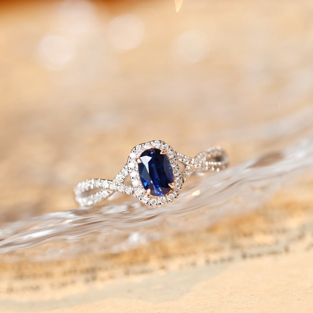 14k Gold 0.87 Ctw Natural Sapphire & Diamond Ring - 5