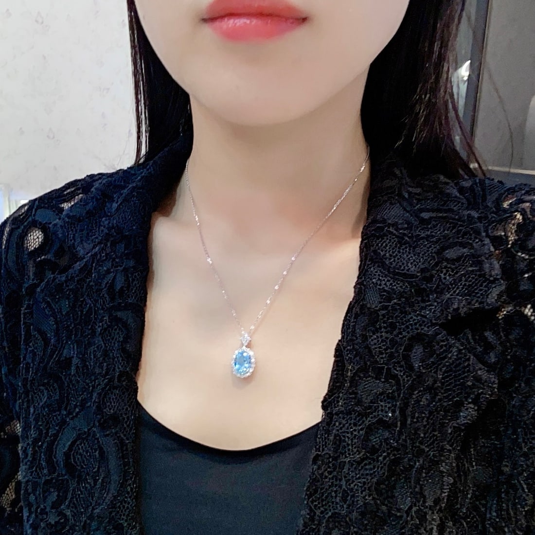 14k Gold 4.98 Ctw Natural Aquamarine & Diamond Pendant( Without Chain ) - 4