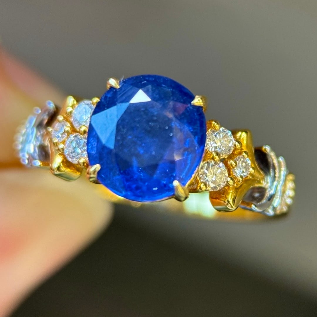 14k Gold 2.27 Ctw Natural Sapphire & Diamond Ring - 5