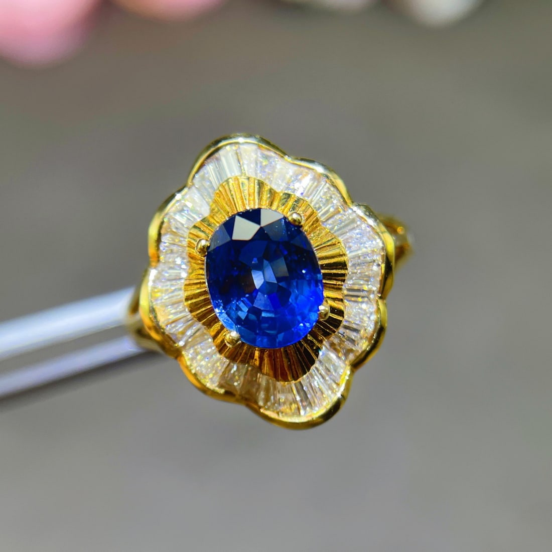 14k Gold 2.03 Ctw Natural Sapphire & Diamond Ring - 2