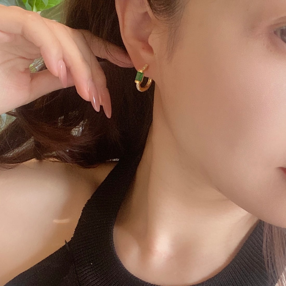 14k Gold 1.30 Ctw Vivid Green Natural Emerald & Diamond Earrings - 5