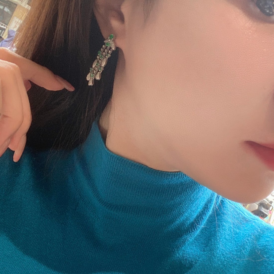 14k Gold 1.72 Ctw Natural Emerald & Diamond Earrings - 6