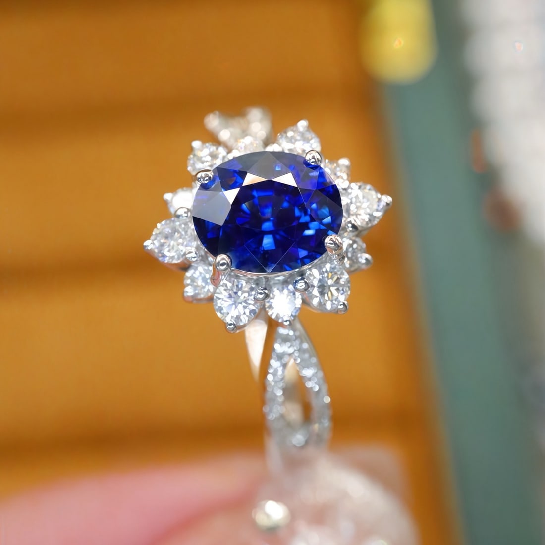 14k Gold 1.66 Ctw Natural Sapphire & Diamond Ring - 2