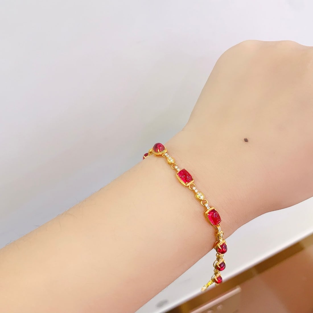 14k Gold 9.22 Ct Natural Tourmaline & Diamond Bracelet - 4