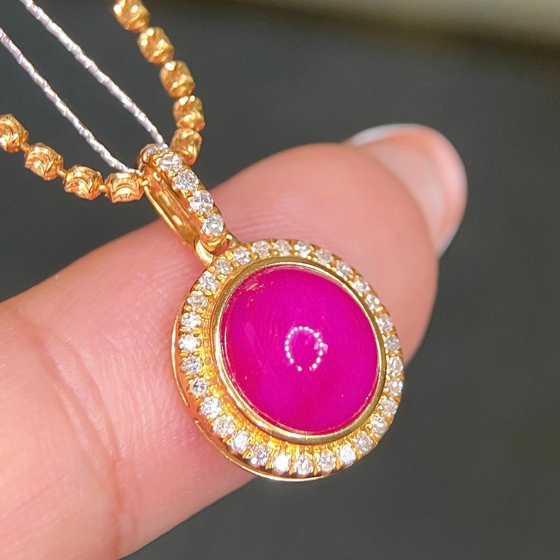 14k Gold 3.75 Ctw Natural Ruby & Diamond Pendant( Without Chain ) - 2