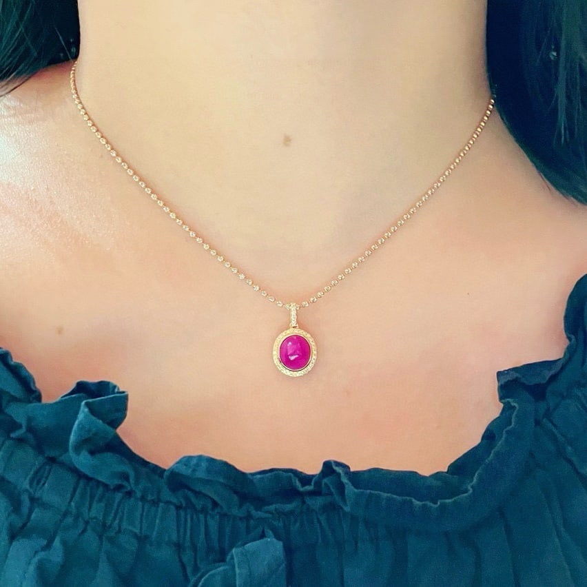 14k Gold 3.75 Ctw Natural Ruby & Diamond Pendant( Without Chain ) - 5