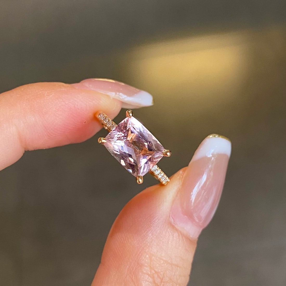 14k Gold 2.47 Ctw Natural Morganite & Diamond Ring - 8