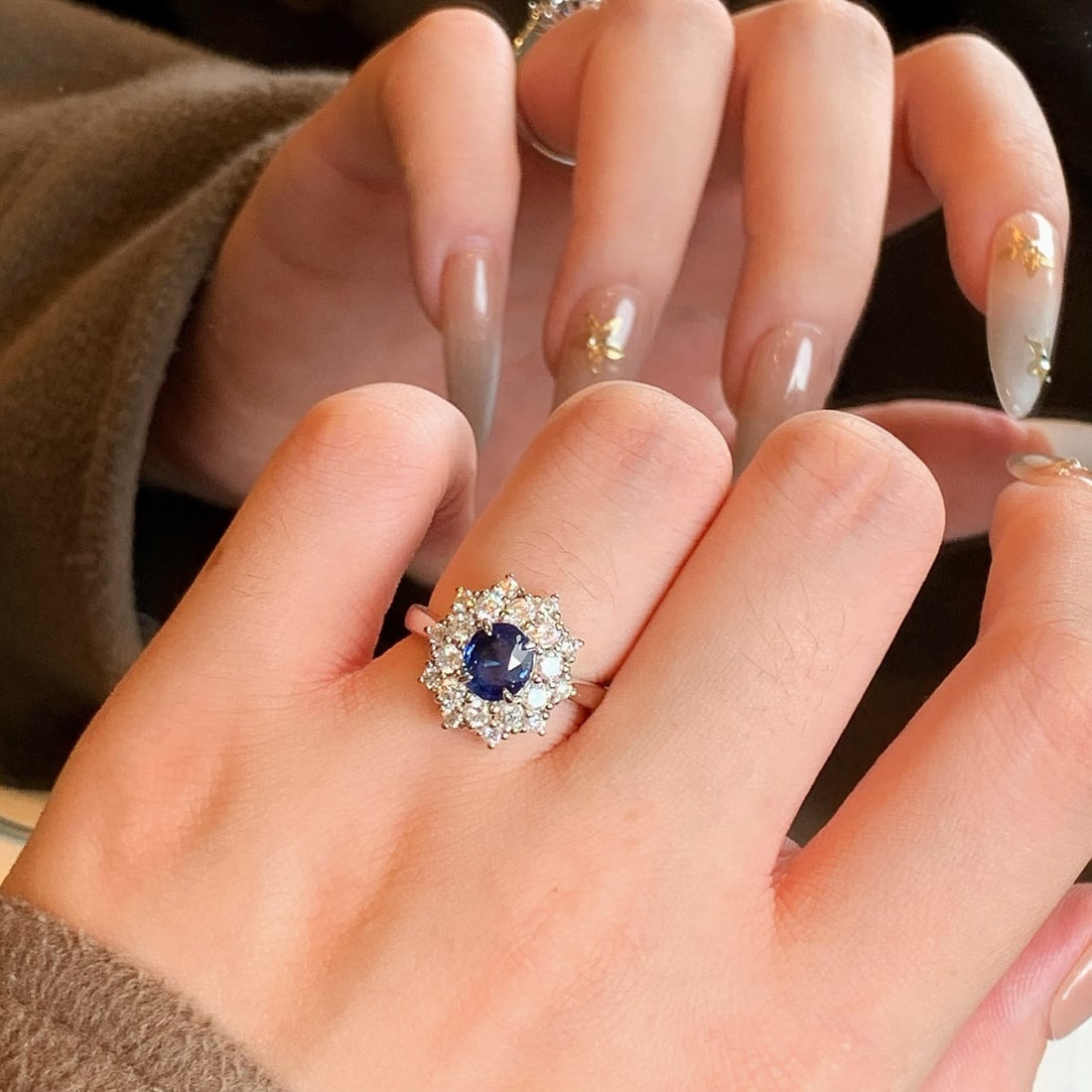 14k Gold 2.02 Ctw Natural Sapphire & Diamond Ring - 4