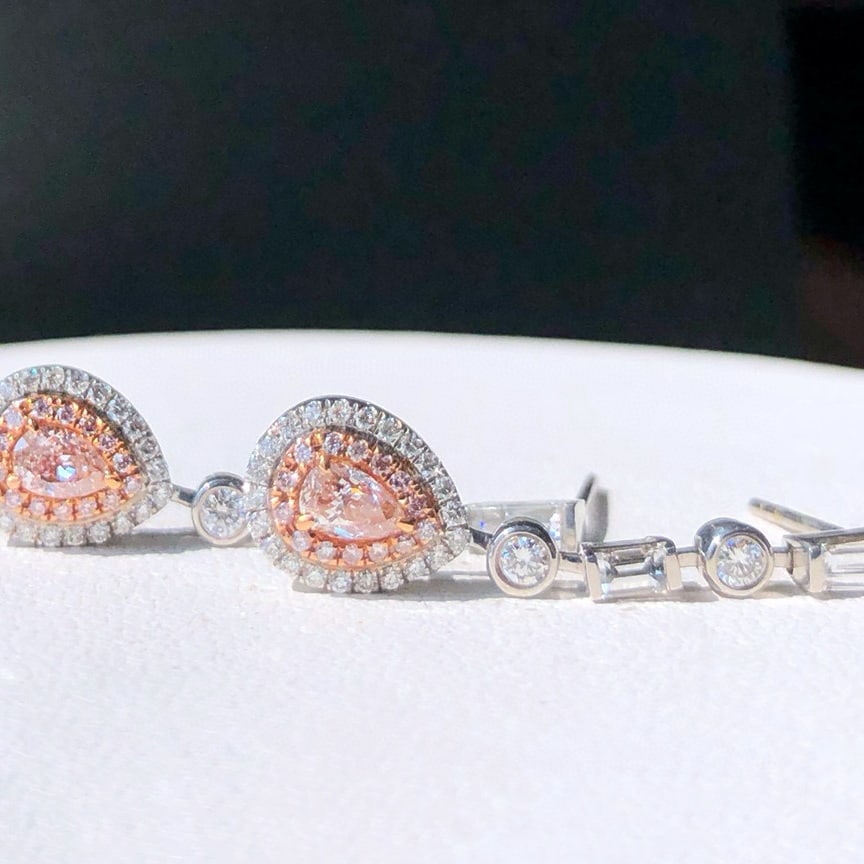 Express Shipping 18k Gold 1.27 Ctw Natural Pink Diamond & Diamond Earrings - 2