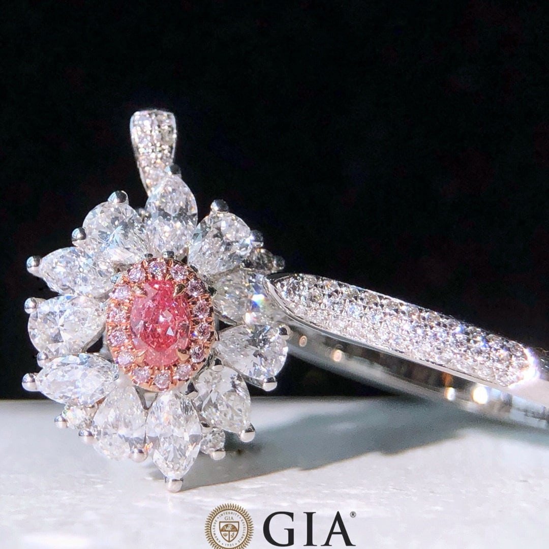 Express Shipping Gia Certified Express Shipping 18k Gold 1.40 Ctw Natural Pink Diamond & Diamond ... - 3