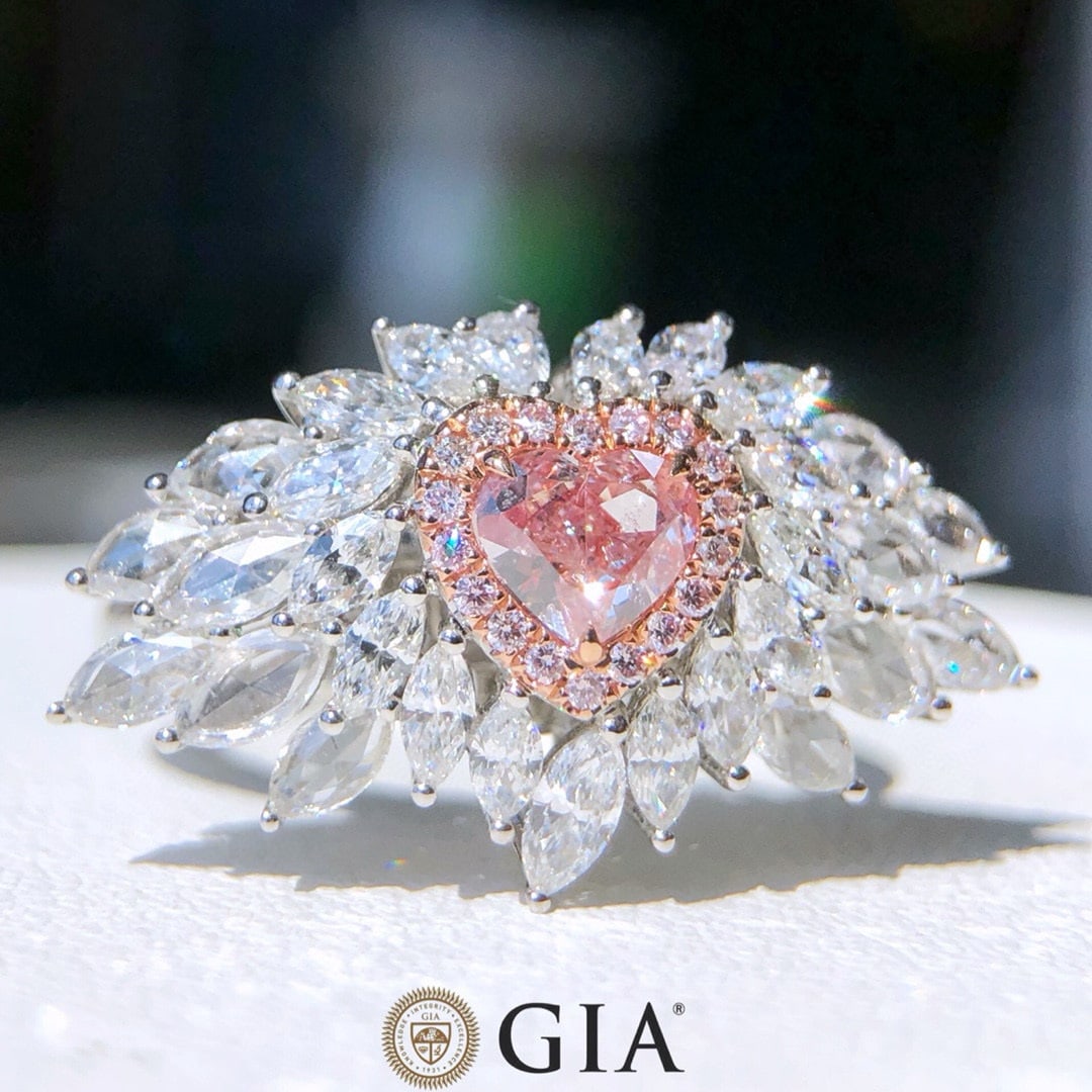 Express Shipping Gia Certified Express Shipping 18k Gold 1.75 Ctw Natural Pink Diamond & Diamond ... - 2