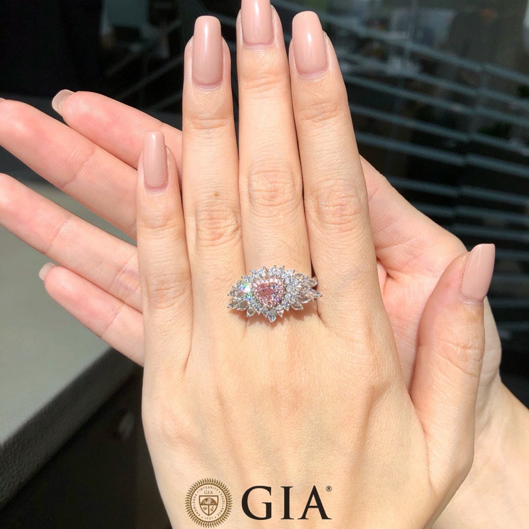 Express Shipping Gia Certified Express Shipping 18k Gold 1.75 Ctw Natural Pink Diamond & Diamond ... - 8