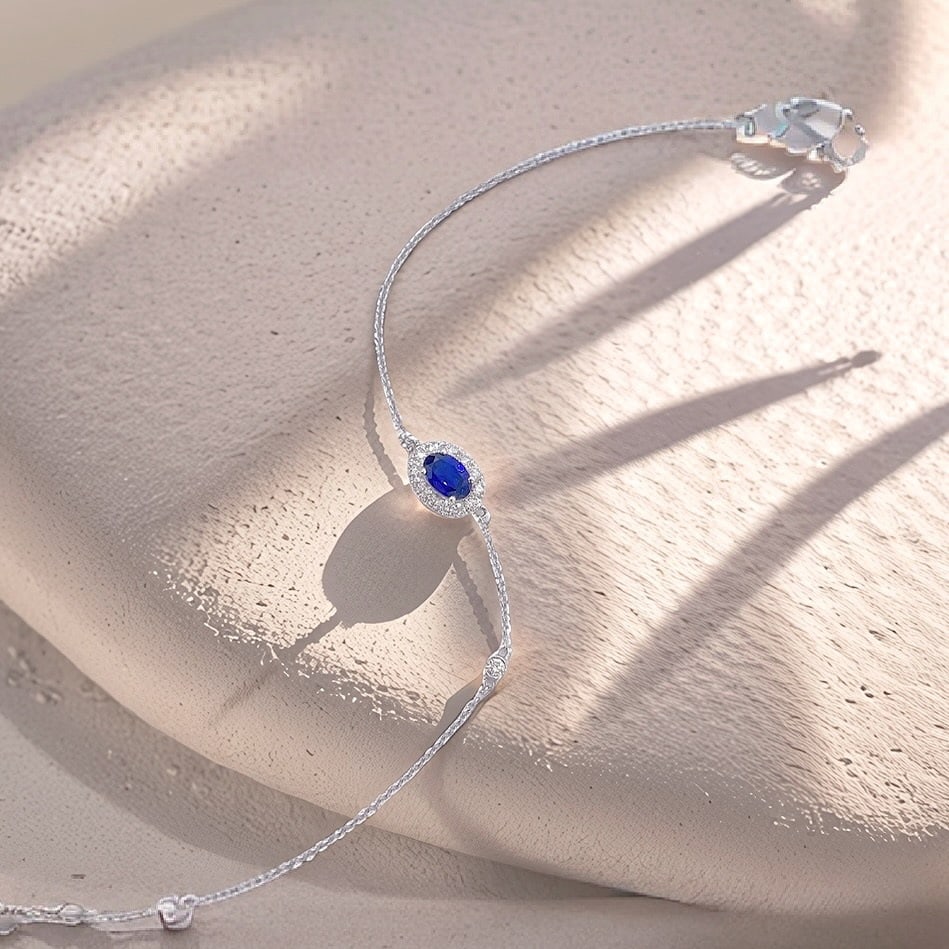 Express Shipping 18k Gold 0.78 Ctw Natural Sapphire & Diamond Bracelet - 2