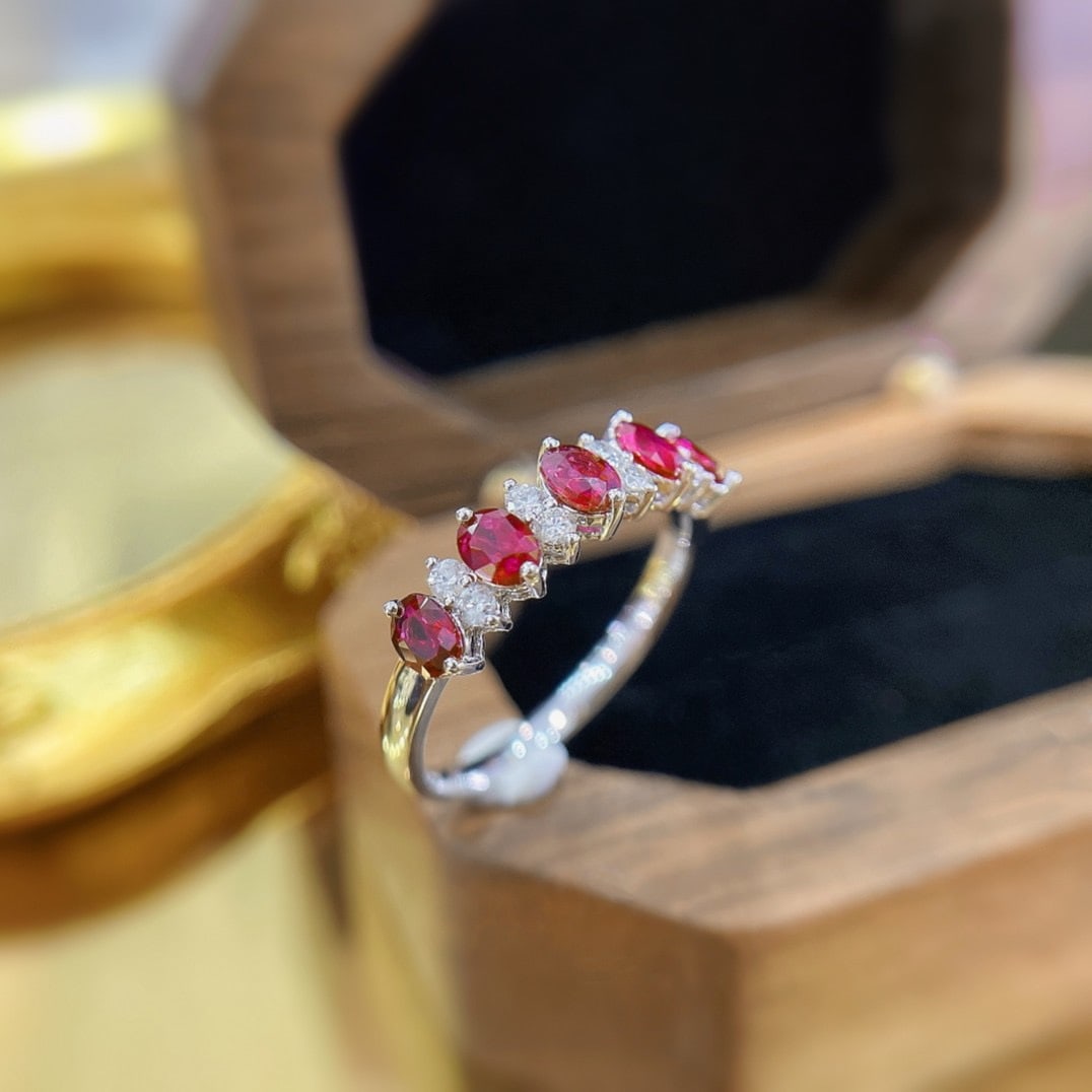 Express Shipping 18k Gold 1.00 Ctw Natural Ruby & Diamond Ring - 2