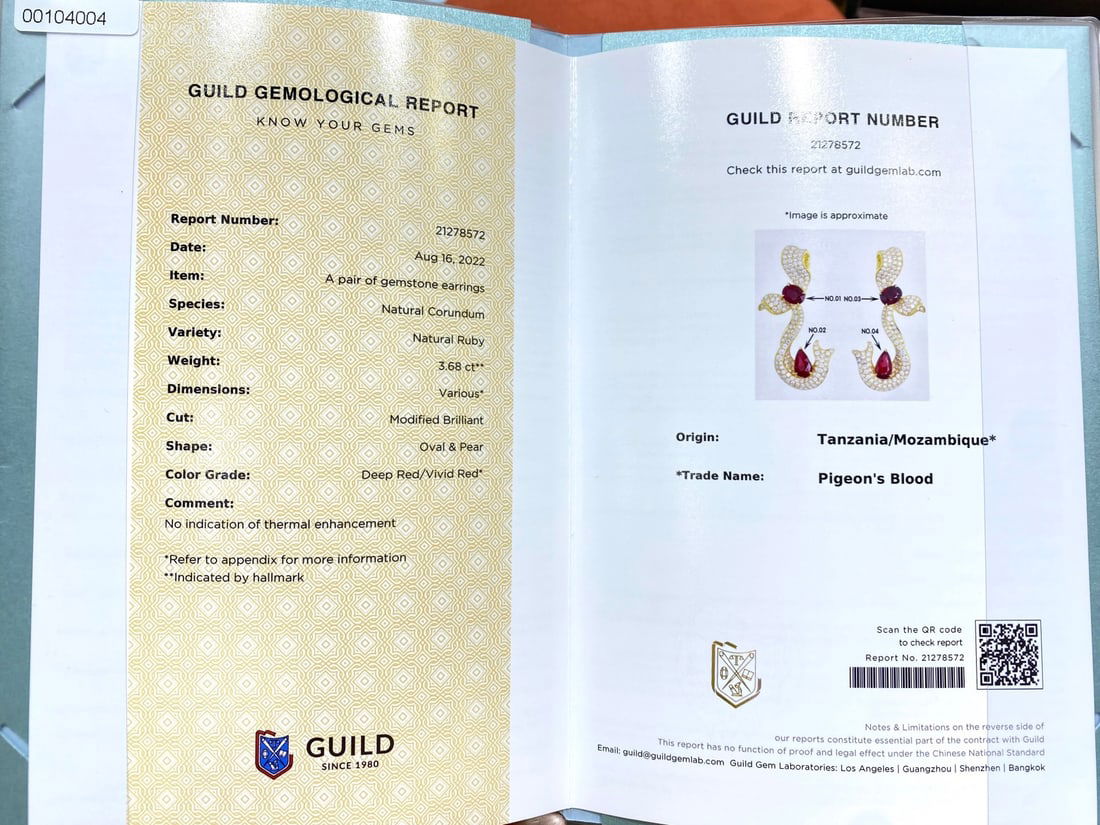 Express Shipping 18k Gold 6.07 Ctw Natural Ruby & Diamond Earrings - 6