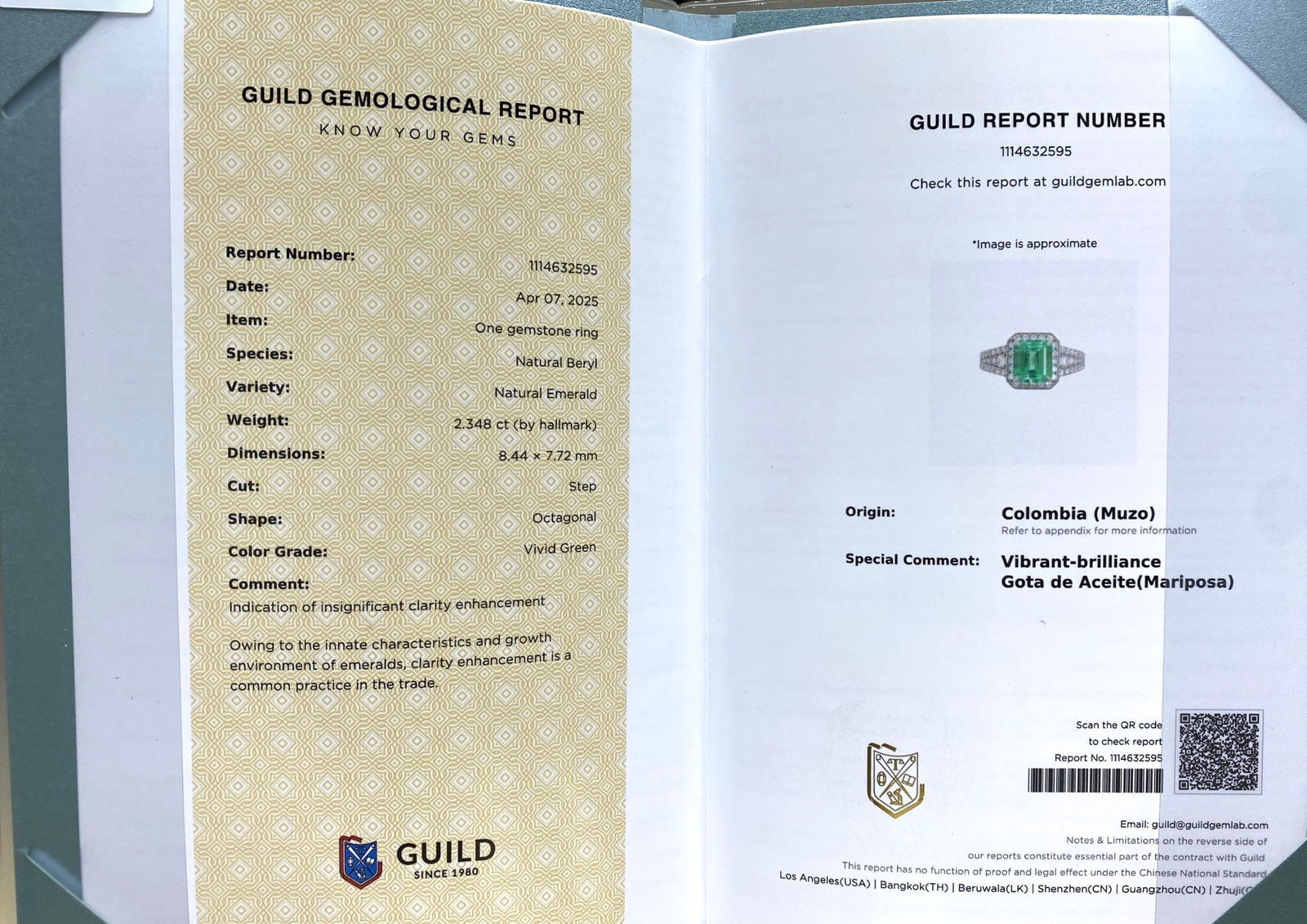 Express Shipping Pt900 3.08 Ctw Vivid Green Natural Emerald & Diamond Ring - 5