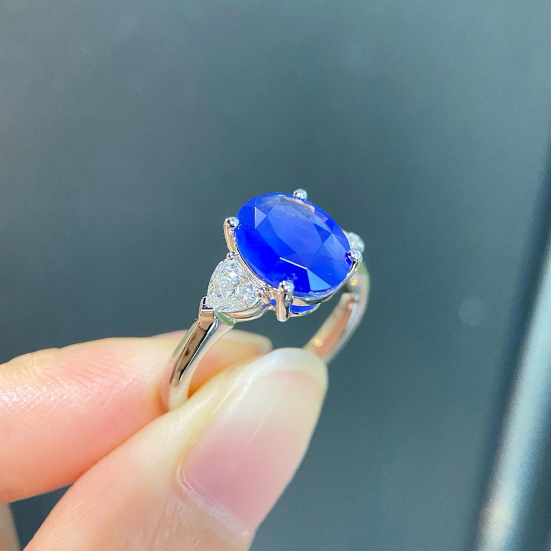 Express Shipping 18k Gold 3.66 Ctw Natural Sapphire & Diamond Ring - 3