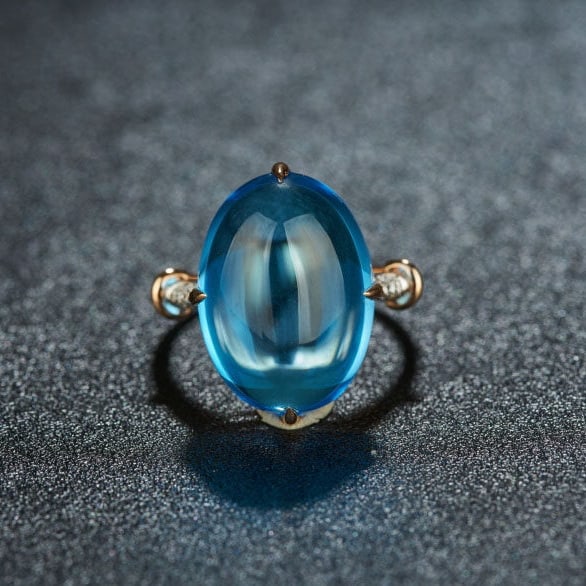 14k Gold 16.08 Ct Natural Topaz & Diamond Ring - 7