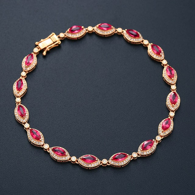 14k Gold 4.62 Ctw Natural Ruby & Diamond Bracelet - 2