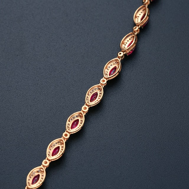 14k Gold 4.62 Ctw Natural Ruby & Diamond Bracelet - 3