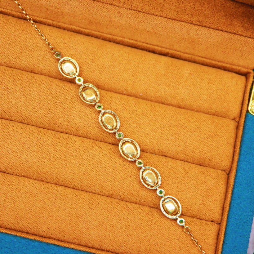 14k Gold 2.79 Ctw Natural Opal & Diamond Bracelet - 4