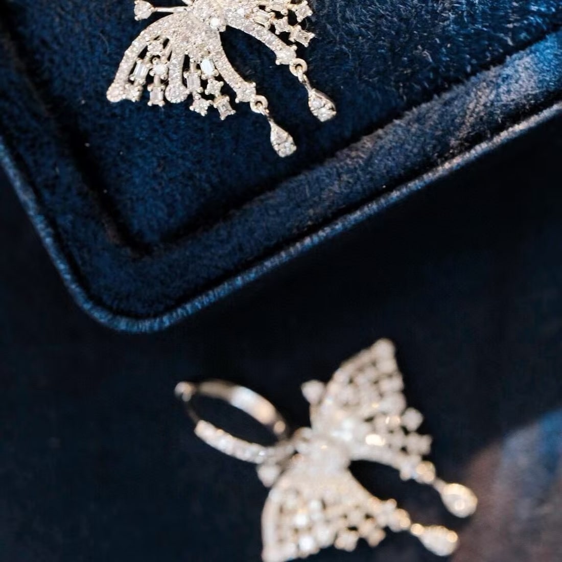 14k Gold 1.36 Ct Natural H Diamond & Butterfly Earrings - 2