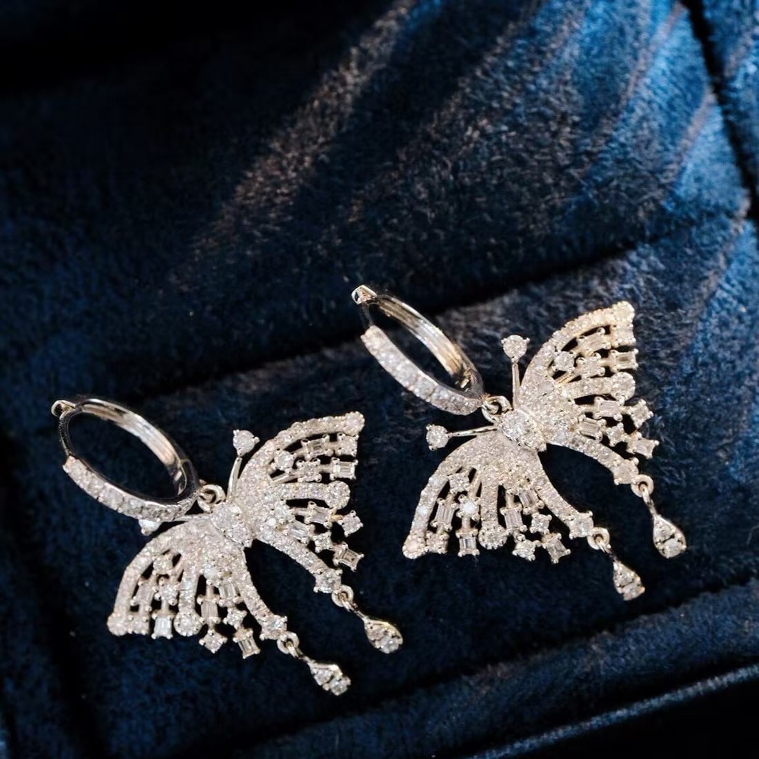 14k Gold 1.36 Ct Natural H Diamond & Butterfly Earrings - 9