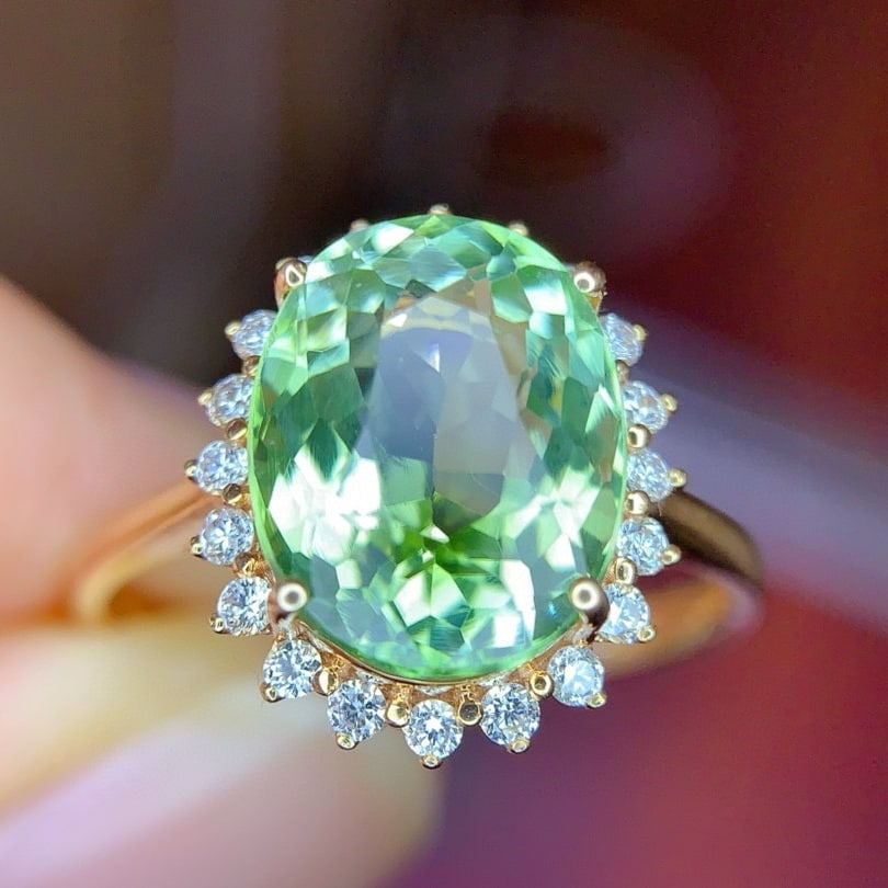 14k Gold 3.5 Ct Natural Tourmaline & Diamond Ring - 5