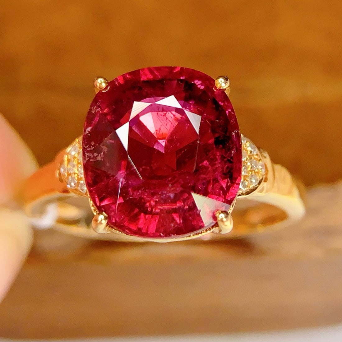 14k Gold 4.68 Ct Natural Tourmaline & Diamond Ring - 5