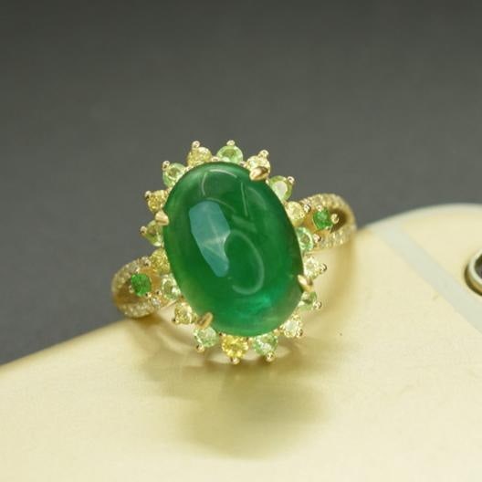 14k Gold 5.21 Ctw Natural Emerald & Sapphire Ring - 4