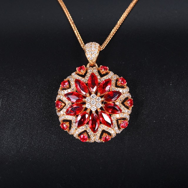 14k Gold 2.16 Ctw Natural Ruby & Ruby Pendant( Without Chain ) (1 of 6)