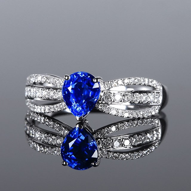 14k Gold 1.34 Ctw Natural Sapphire & Diamond Ring - 2