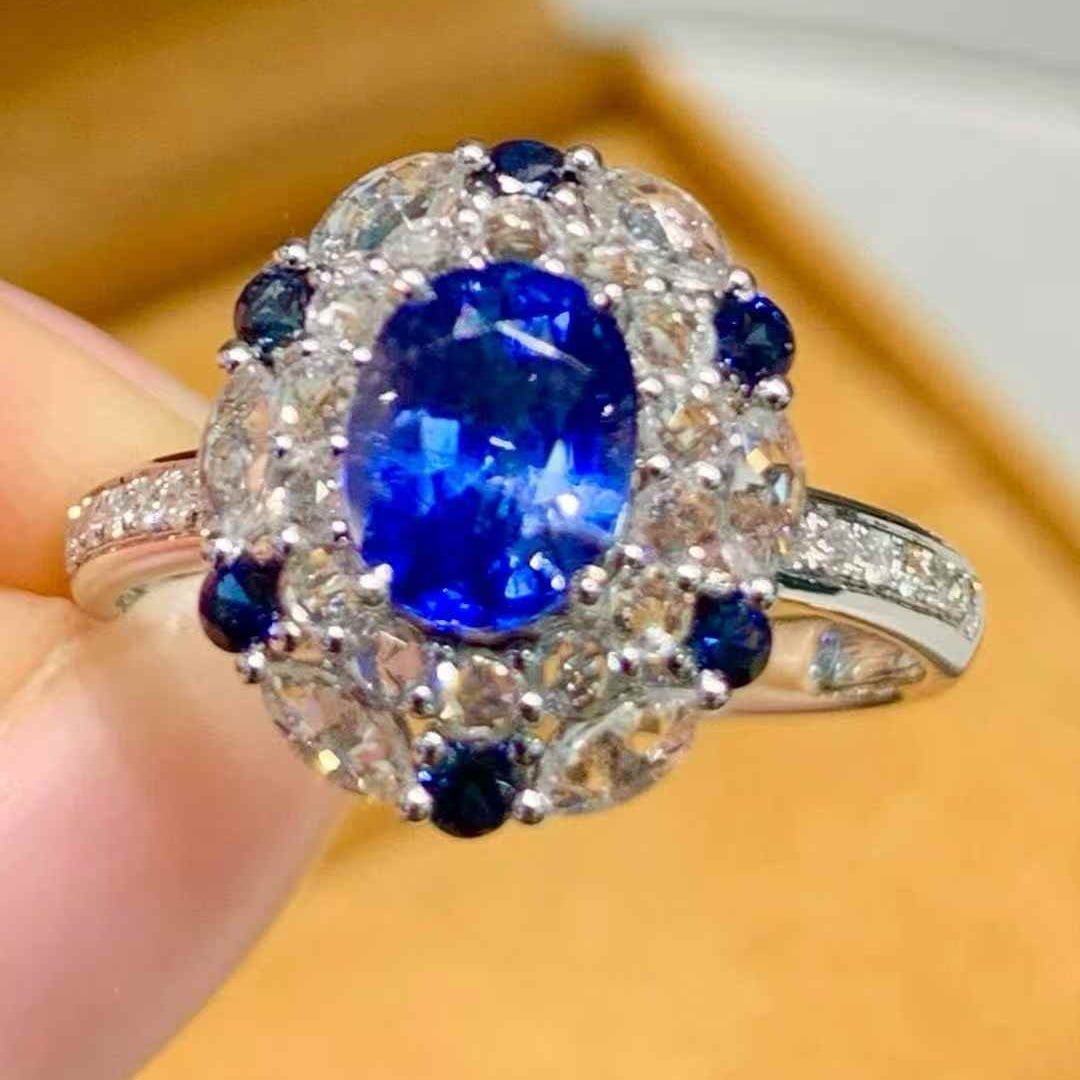 14k Gold 1.4 Ct Natural Sapphire & Diamond Ring - 2