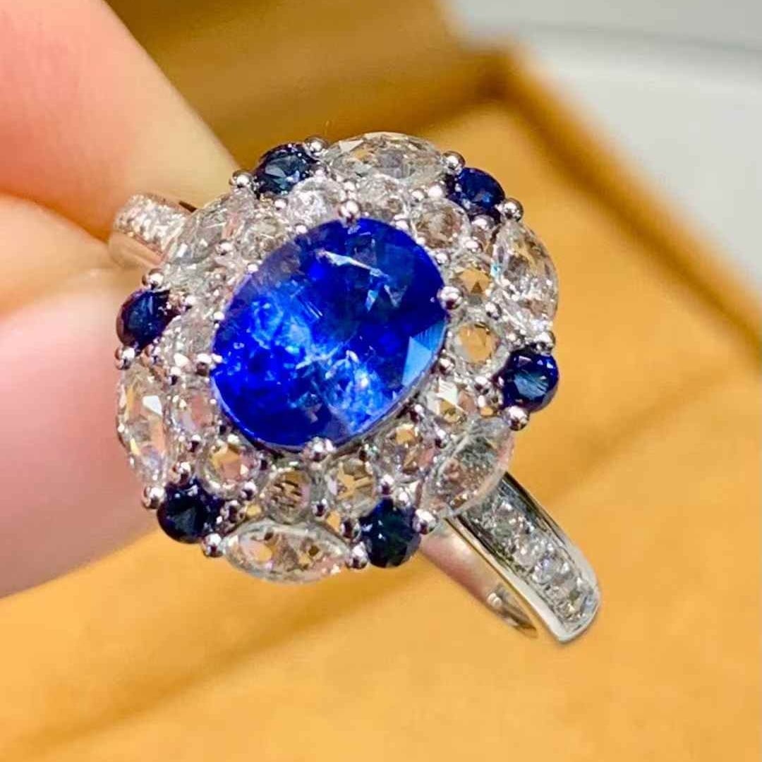 14k Gold 1.4 Ct Natural Sapphire & Diamond Ring - 3