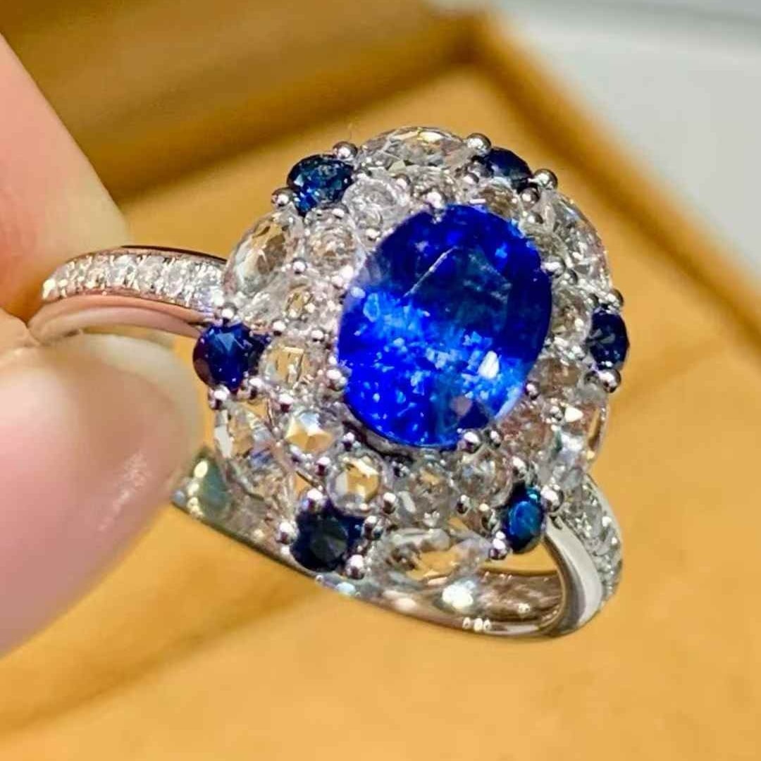 14k Gold 1.4 Ct Natural Sapphire & Diamond Ring - 4